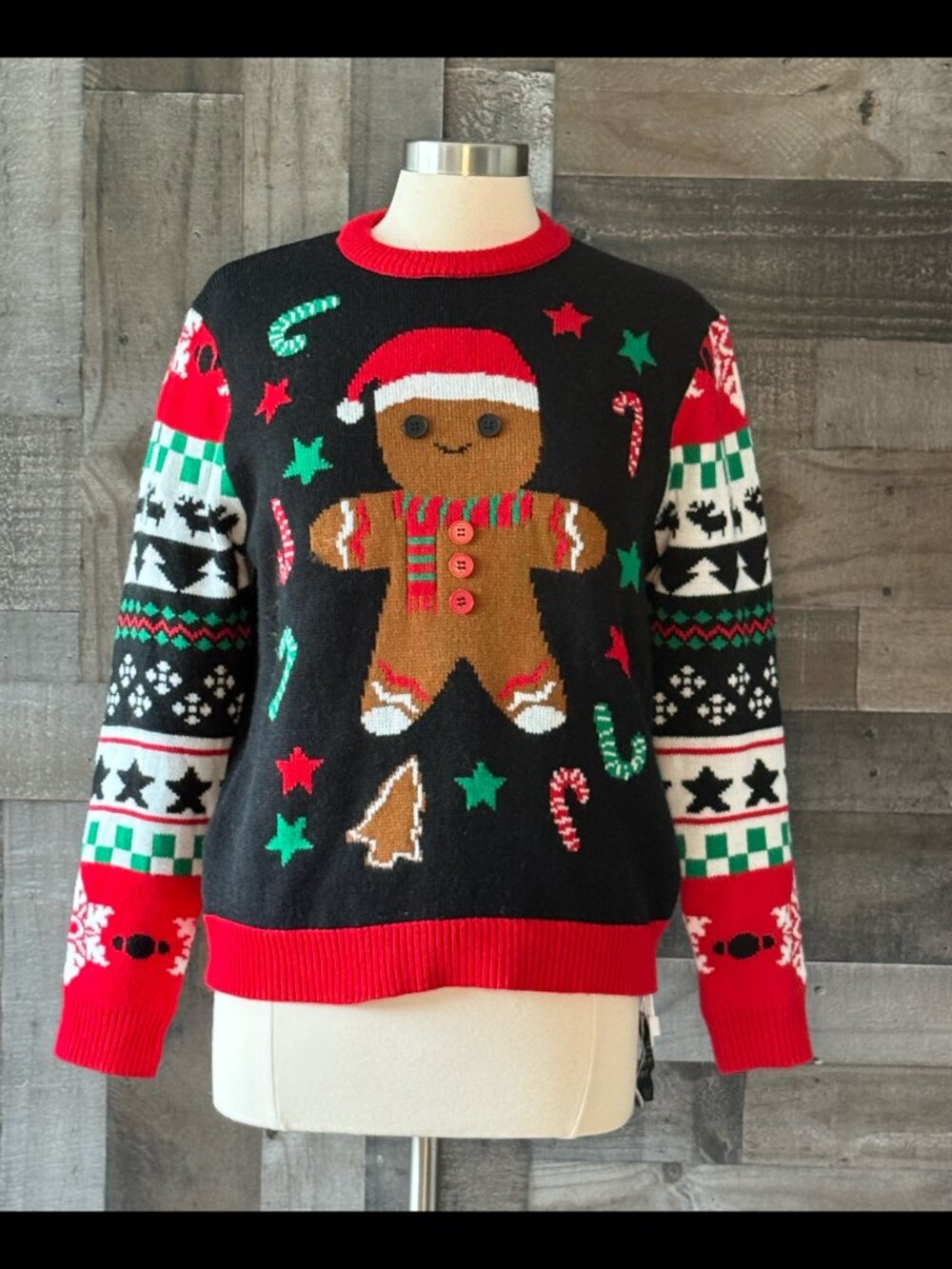 NWT! Gingerbread Man ugly Christmas sweater small holiday party candy cane